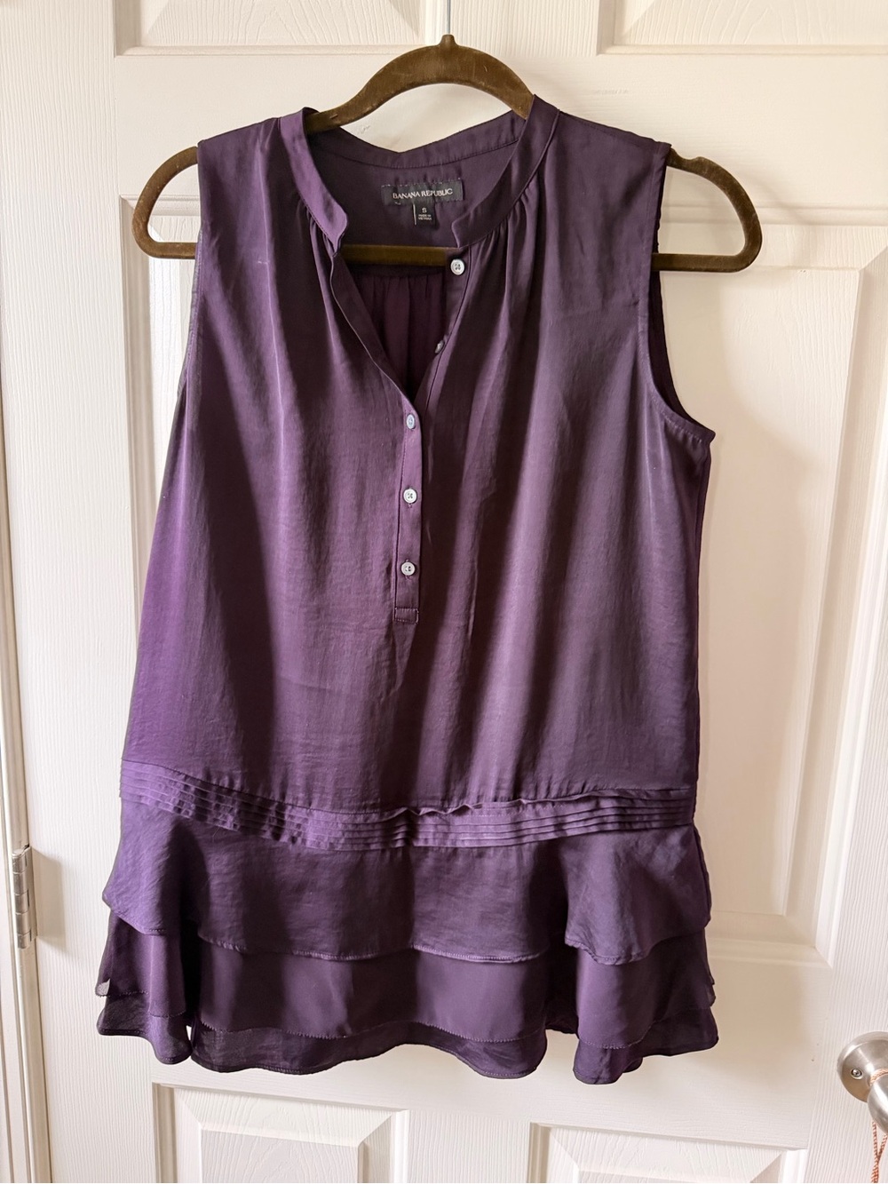 Banana Republic Plum Sleeveless Ruffle-Hem Camisole
